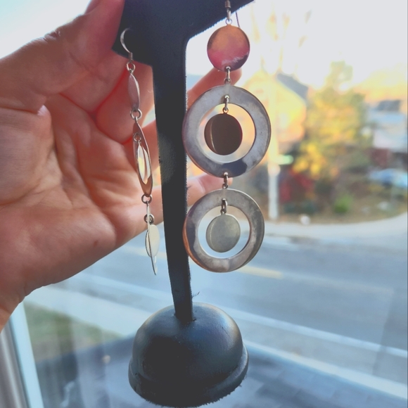 Lot of Two Vintage Marked Silver Dangle Earrings - Picture 1 of 5